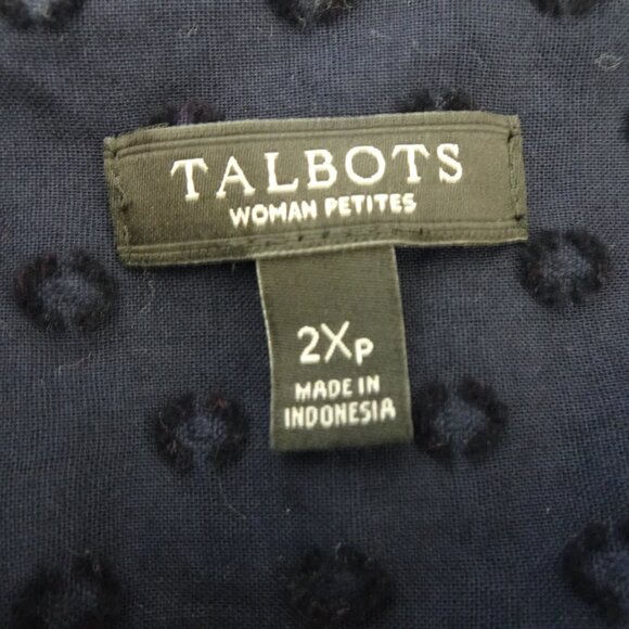 Talbots Button Front Top Blouse Petite Plus Size 2X Blue Textured Lightweight - Picture 8 of 9